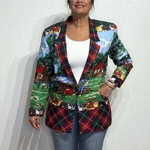 Sharon Young Vintage School Yard Scene Blazer Sz L